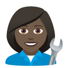 How Woman Mechanic: Dark Skin Tone emoji looks on Joypixels.