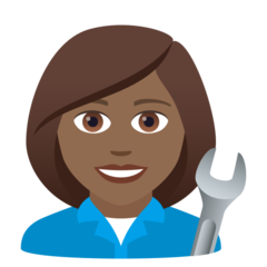 How Woman Mechanic: Medium-Dark Skin Tone emoji looks on Joypixels.