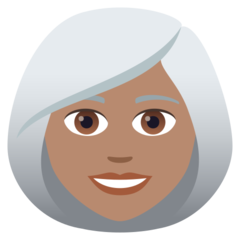 How Woman: Medium Skin Tone, White Hair emoji looks on Joypixels.