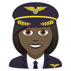 How Woman Pilot: Dark Skin Tone emoji looks on Joypixels.