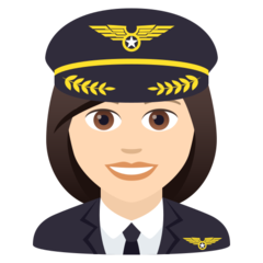 A quoi ressemblent les emoji Pilote femme: peau claire sur Joypixels.