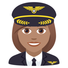 How Woman Pilot: Medium Skin Tone emoji looks on Joypixels.