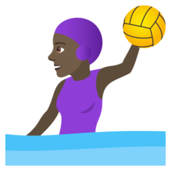 Como o emoji do Mulher jogando polo aquático: pele escura é exibido no Joypixels.