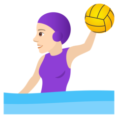 Como o emoji do Mulher jogando polo aquático: pele clara é exibido no Joypixels.