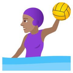 Como o emoji do Mulher jogando polo aquático: pele morena é exibido no Joypixels.