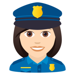 How Woman Police Officer: Light Skin Tone emoji looks on Joypixels.