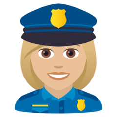 How Woman Police Officer: Medium-Light Skin Tone emoji looks on Joypixels.