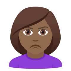 Bagaimana emoji Perempuan mencebik: ton kulit sederhana gelap kelihatan di Joypixels.