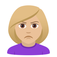 A quoi ressemblent les emoji Femme qui boude: peau moyennement claire sur Joypixels.