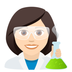 Como o emoji do Cientista mulher: pele clara é exibido no Joypixels.