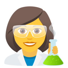 Como o emoji do Cientista mulher é exibido no Joypixels.