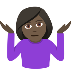 How Woman Shrugging: Dark Skin Tone emoji looks on Joypixels.