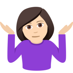 How Woman Shrugging: Light Skin Tone emoji looks on Joypixels.