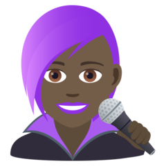 How Woman Singer: Dark Skin Tone emoji looks on Joypixels.