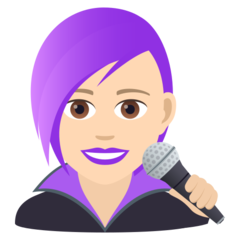 How Woman Singer: Light Skin Tone emoji looks on Joypixels.