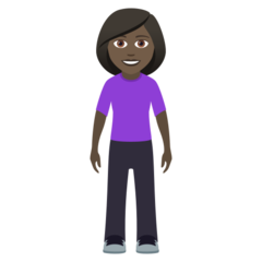 How Woman Standing: Dark Skin Tone emoji looks on Joypixels.