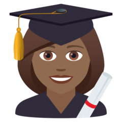 How Woman Student: Medium-Dark Skin Tone emoji looks on Joypixels.