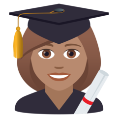 How Woman Student: Medium Skin Tone emoji looks on Joypixels.