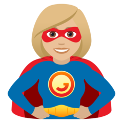 Como o emoji do Super-heroína: pele morena clara é exibido no Joypixels.