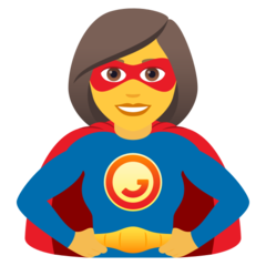 Bagaimana Pahlawan super wanita emoji terlihat di Joypixels.