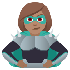 How Woman Supervillain: Medium Skin Tone emoji looks on Joypixels.