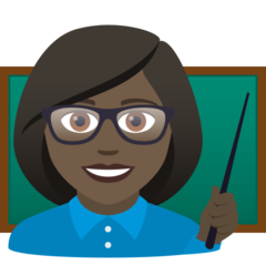 How Woman Teacher: Dark Skin Tone emoji looks on Joypixels.