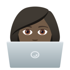 How Woman Technologist: Dark Skin Tone emoji looks on Joypixels.