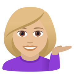 How Woman Tipping Hand: Medium-Light Skin Tone emoji looks on Joypixels.