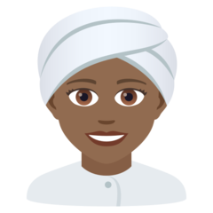 How Woman Wearing Turban: Medium-Dark Skin Tone emoji looks on Joypixels.