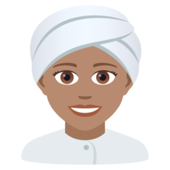 How Woman Wearing Turban: Medium Skin Tone emoji looks on Joypixels.