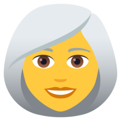 Como o emoji do Mulher: cabelo branco é exibido no Joypixels.