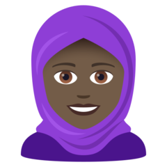 Hoe Vrouw met hoofddoek: donkere huidskleur emoji eruit ziet op Joypixels.