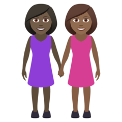 How Women Holding Hands: Dark Skin Tone, Medium-Dark Skin Tone emoji looks on Joypixels.