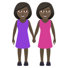 How Women Holding Hands: Dark Skin Tone emoji looks on Joypixels.