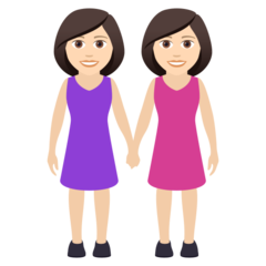 How Women Holding Hands: Light Skin Tone emoji looks on Joypixels.