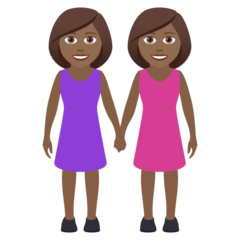 How Women Holding Hands: Medium-Dark Skin Tone emoji looks on Joypixels.