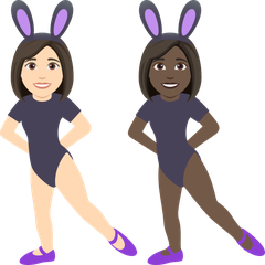 A quoi ressemblent les emoji Femmes avec des oreilles de lapin : peau claire et peau foncée sur Joypixels.