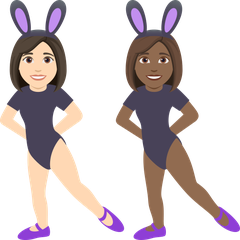 A quoi ressemblent les emoji Femmes avec des oreilles de lapin : peau claire et peau mate sur Joypixels.