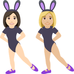A quoi ressemblent les emoji Femmes avec des oreilles de lapin : peau claire et peau moyennement claire sur Joypixels.