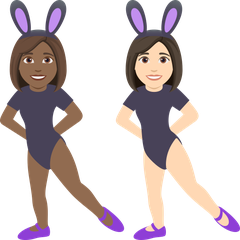 A quoi ressemblent les emoji Femmes avec des oreilles de lapin : peau mate et peau claire sur Joypixels.