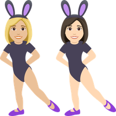 A quoi ressemblent les emoji Femmes avec des oreilles de lapin : peau moyennement claire et peau claire sur Joypixels.