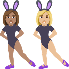 A quoi ressemblent les emoji Femmes avec des oreilles de lapin : peau légèrement mate et peau moyennement claire sur Joypixels.