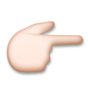 Hoe Achterkant van hand met naar rechts wijzende wijsvinger: lichte huidskleur emoji eruit ziet op Lg.