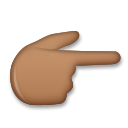 Hoe Achterkant van hand met naar rechts wijzende wijsvinger: donkergetinte huidskleur emoji eruit ziet op Lg.