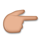 Hoe Achterkant van hand met naar rechts wijzende wijsvinger: getinte huidskleur emoji eruit ziet op Lg.