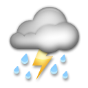 Bagaimana Cloud with Lightning and Rain emoji terlihat di Lg.