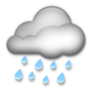 Bagaimana Cloud with Rain emoji terlihat di Lg.