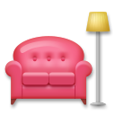 Bagaimana Couch and Lamp emoji terlihat di Lg.