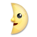 Jak wygląda emoji Pierwsza kwadra księżyca z twarzą w Lg.