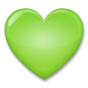 Hoe Groen hart emoji eruit ziet op Lg.